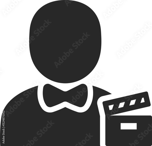 Director solid icon used in filmmaking, video production, and entertainment industry designs.
