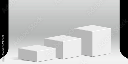 Minimal white podium stage in a clean studio setting with soft lighting. Perfect for product display, branding mockups, advertising, or modern design backgrounds.