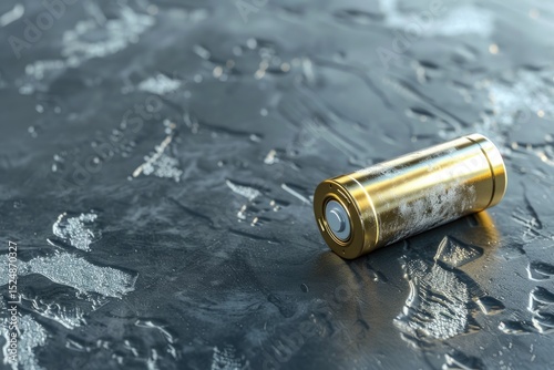 Used Rechargeable Nickel Metal Hydride Battery on Grey Background Hazardous Garbage Concept