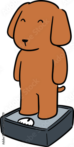 Illustration of dog on weighing machine

