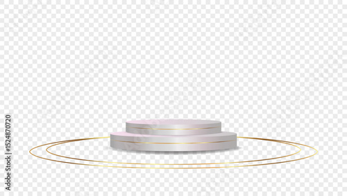 Podium white on transparent background Vector 3d. Template Stand for product presentation studio showroom awards. Product display mockup.