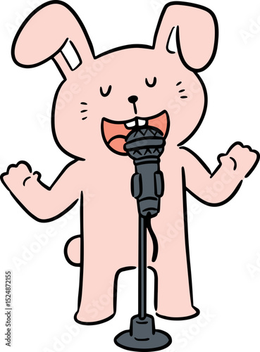 Illustration of rabbit singing
