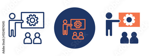 Set of 5 pixel perfect colored Onboarding icon with 1 unexpanded, 1 silhouette, New employee orientation symbol with briefcase and document.