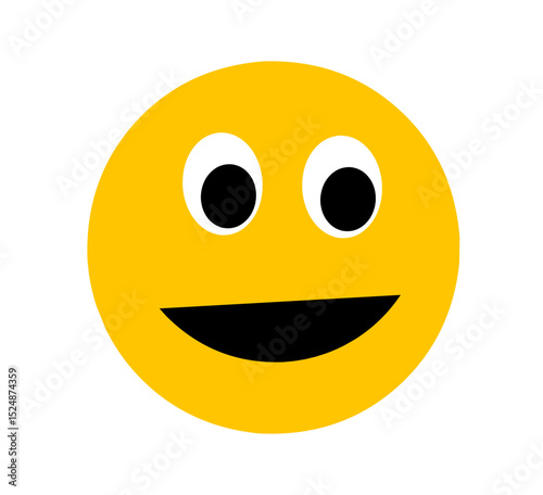 Yellow smiley emoticon,Yellow smiley face for your design. Happy smile card concept illustration. Сharacter for web or card design. Graphic element for background