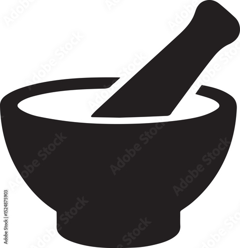 black vector silhouette mortar and pestle