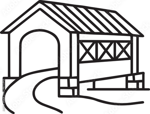 Charming Covered Bridge Line Art Vector Illustrations for Design Project