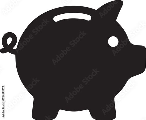 Black Vector Silhouette Savings Piggy Bank