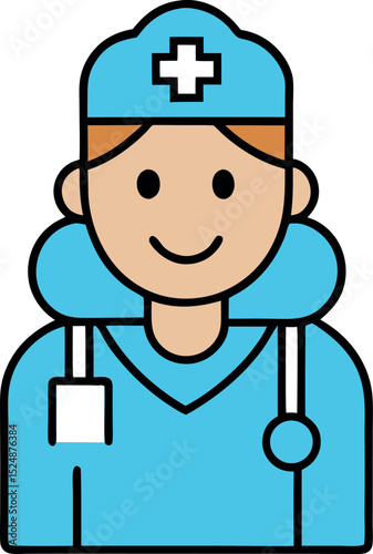 Surgeon Wearing Blue Cap and Mask Icon