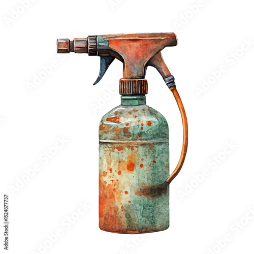 Garden Sprayer, watercolor illustration vector, high quality, isolated on a white background.