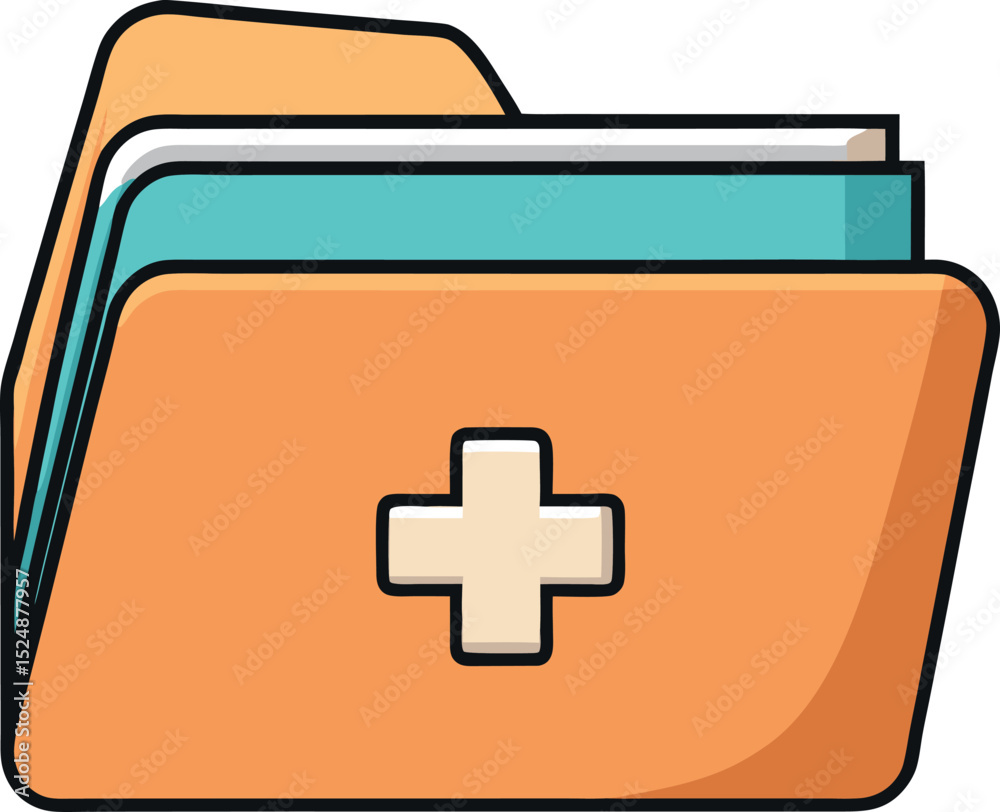 Obraz premium Medical File Folders with Cross Symbol