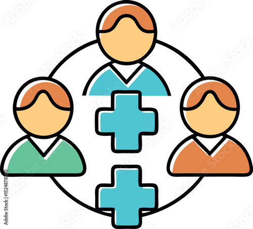 Medical Team with Cross Symbol Icon

