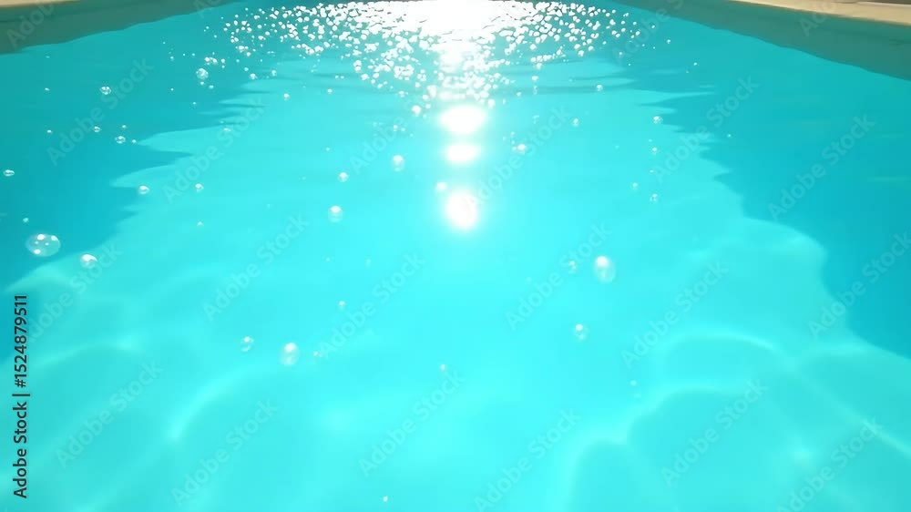 Underwater swimming pool background with sun rays and water bubbles stock footage video
