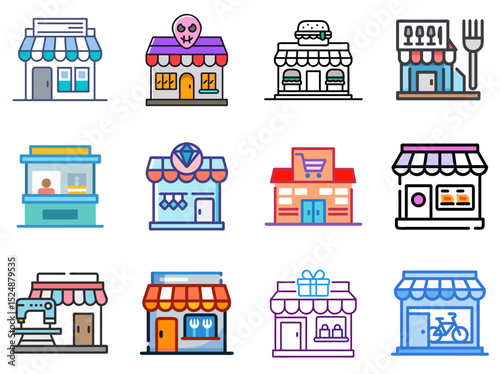 Stand Alone Shop Lineal Color Icon Set Vol. 2