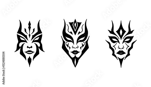 tribal face vector isolated in shite background 