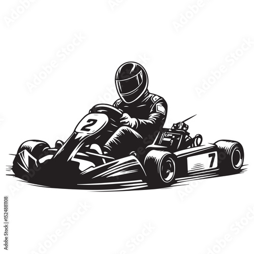 Kart racing vector art, icon, logo and graphic
