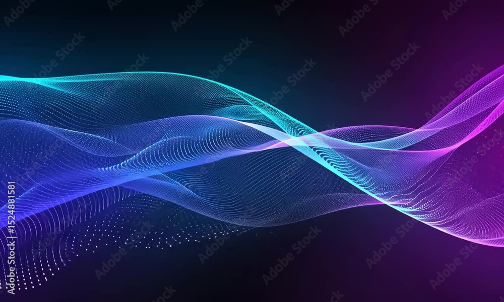 Abstract blue background with flowing light waves and artistic fractal lines creating an energetic motion design 4k video