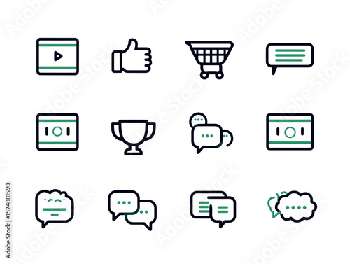 Iconic Elements: A visually appealing collection of iconic graphic design elements. Perfect for digital design projects and user interface concepts.