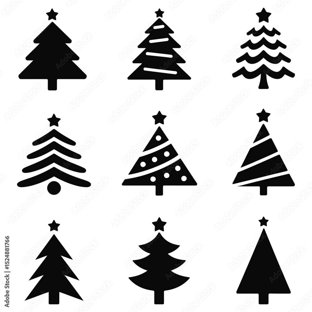 Obraz premium Minimal christmas trees vector silhouettes