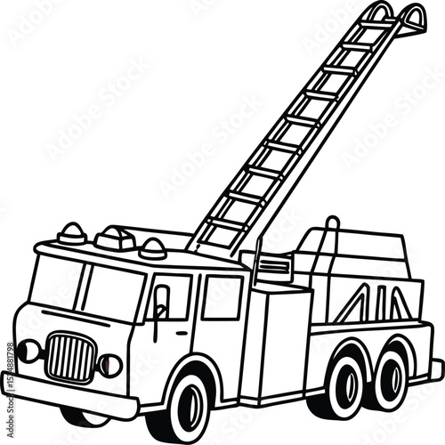 Classic Fire Truck Line Art Design perfect for logos, icons, and branding projects, scalable for any size.