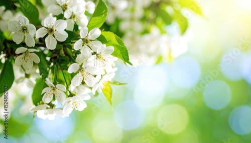 Spring Blossoms: Delicate White Cherry Blossoms in Sunlight