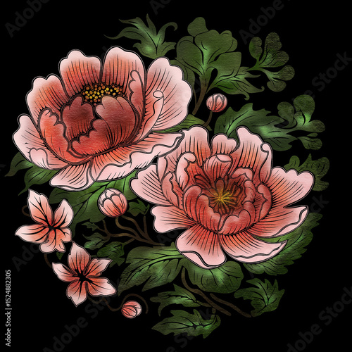 Fototapeta Naklejka Na Ścianę i Meble -  화려한 수채화 꽃 일러스트 : Elegant Watercolor Floral Illustration