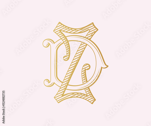 DZ, ZD, logo DZ, Letter DZ,  Monogram DZ, Wedding Monogram, Wedding Logo, Logo Design , Monogram Vintage