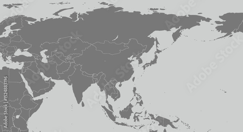 black and white, detailed, high-resolution, realistic asian map, detailed political boundaries, 