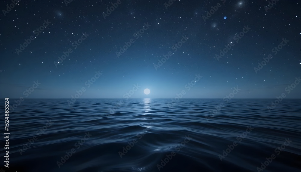 Fototapeta premium Celestial Reflections: Stars Mirrored on a Midnight Ocean