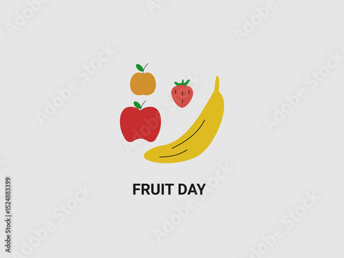 A colorful illustration of various fruits including two apples
