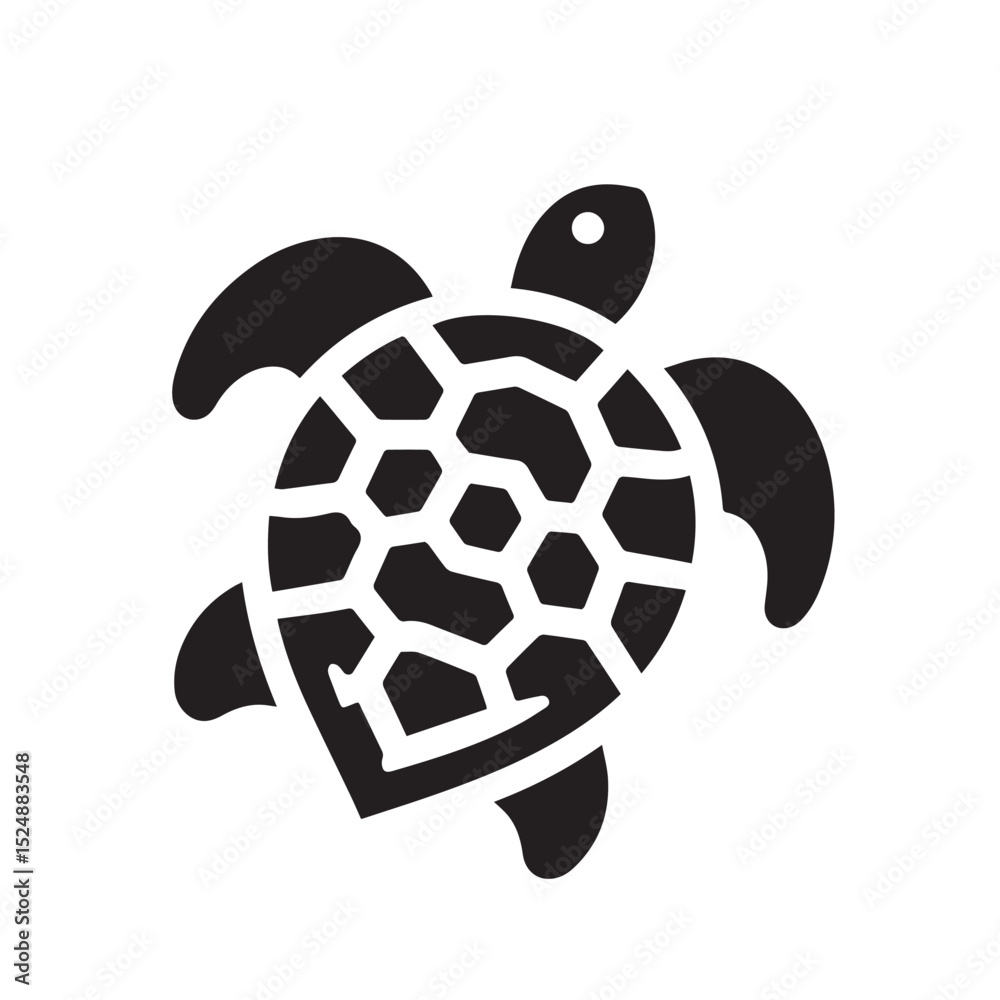 Fototapeta premium Turtle silhouette black and white vector icon