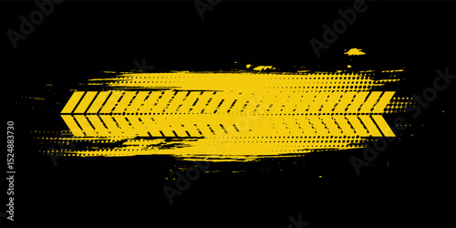 Grunge tire track, wheel braking marks. Truck, car or motorcycle tread pattern silhouette. Auto race, motorsport, speed racing design element. eps 10