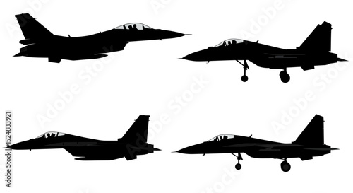 Jet Fighter F-16 Icon – Military Aircraft Vector with Dynamic Silhouette