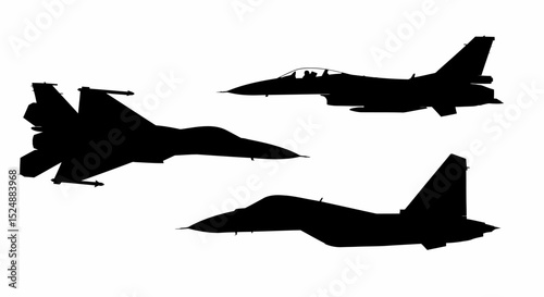 Jet Fighter F-16 Icon – Military Aircraft Vector with Dynamic Silhouette