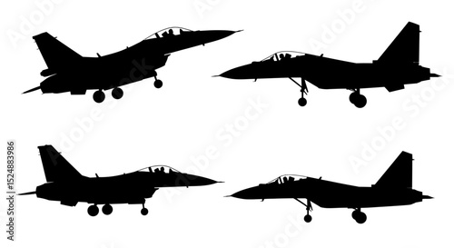 Jet Fighter F-16 Icon – Military Aircraft Vector with Dynamic Silhouette