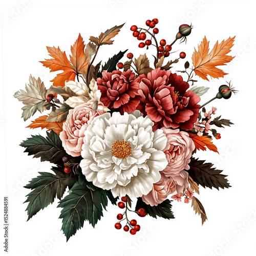 Vintage winter vector flowers for decoration generative AI