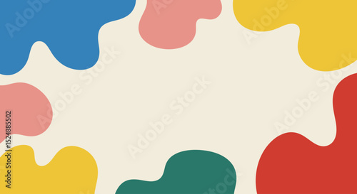 Minimal abstract background with colorful organic blobs in flat style. Modern, playful design ideal for branding, social media, posters, packaging, or digital presentations. Features bold colors