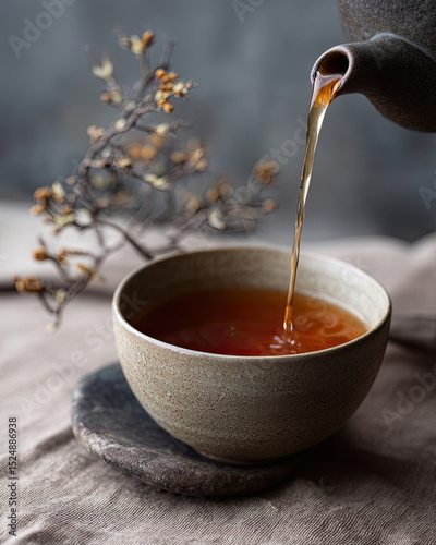 Pouring tea  in brown colors