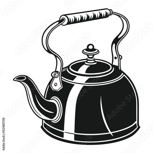 silhouette kettle on white background 