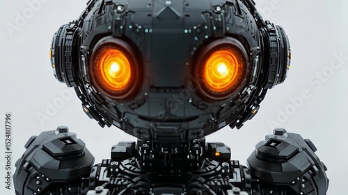 This video showcases a charming AI robot. With its glowing eyes and intricate design, it serves as inspiration for technology and animation projects. Perfect for showcasing innovation. Generative AI photo