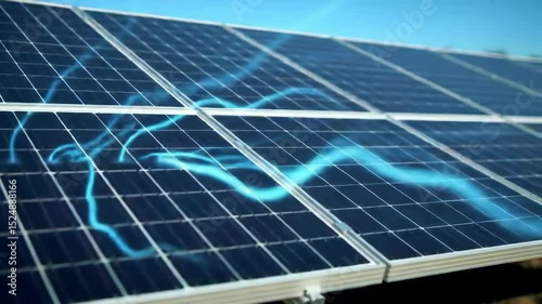 Solar Panels Generating Renewable Energy in Bright Sunlight
