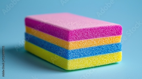 A colorful nail buffer block on a clean surface