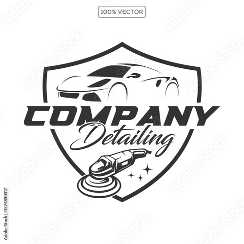 automotive  style auto polish detailing logo design template