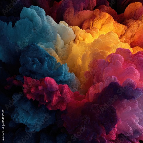 Abstract swirling colors, vibrant hues blend and mix