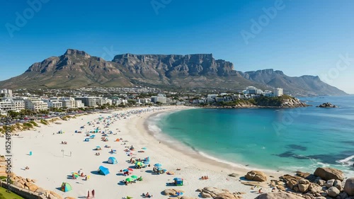 Breathtaking Camps Bay Beach View with Table Mountain in Cape Town, South Africa