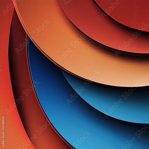 Abstract artwork featuring overlapping circles in shades of red and blue