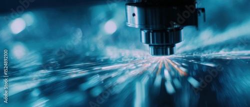 Automated Precision Tools Working on Micro-Components with Sparks Flying in High-Tech Manufacturing Setup photo