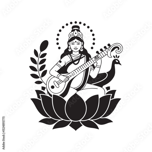 Saraswati god bani ponchomi of learning music art wisdom