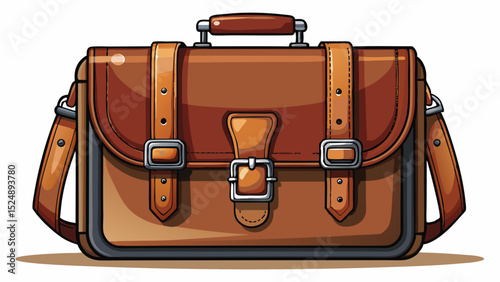 A close-up view of a classic leather messenger bag, featuring smooth brown texture, silver buckles, and neat stitching. Perfect for business style and daily urban commuting.