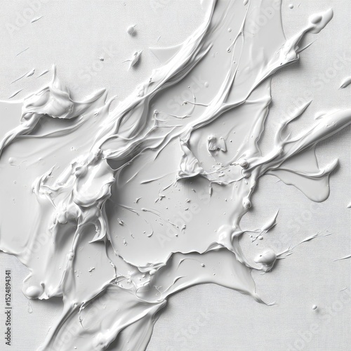 Abstract white paint texture, thick strokes on canvas