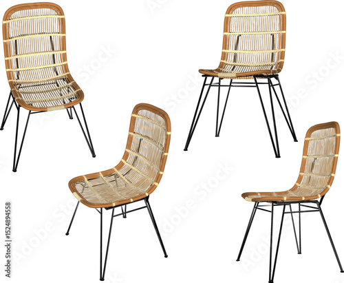 Vector illustration design of a lounge chair on the terrace of the living room of a house made of traditional ethnic rattan wood 